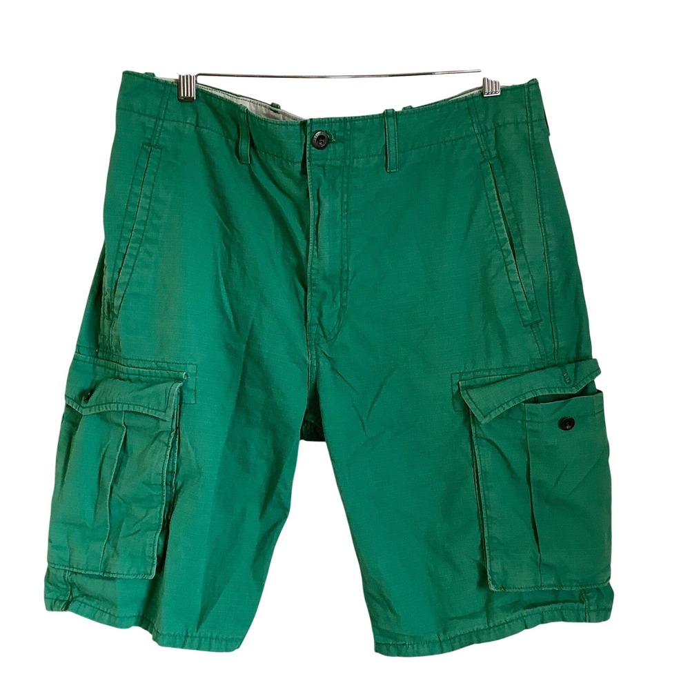 Levis Mens Green Ripstop Cargo Shorts Size 34 Utility Outdoor Cotton 12463-0032